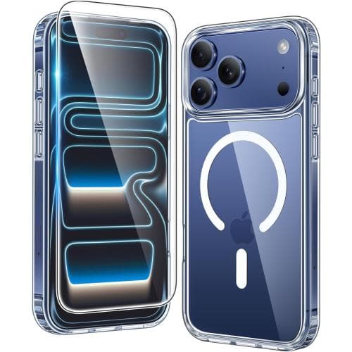 FNTCASE for iPhone 17 Pro-Max Case: Magnetic Transparent Phone Cases with Screen Protector
